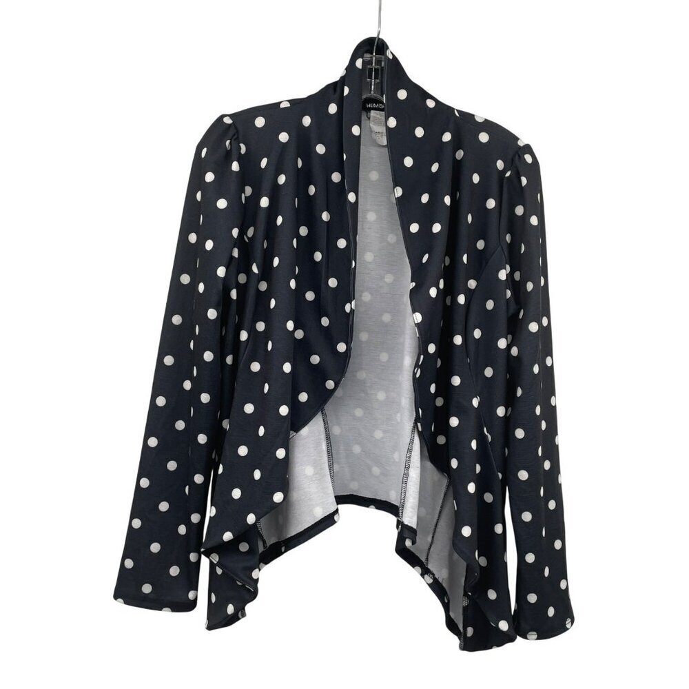 Heimish USA Womens Polka Dot Blazer Open Front Navy/White Size Small